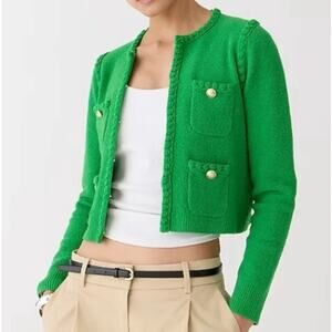J. CREW Odette Sweater Lady Jacket Kelly Green Sz M $178 {KK38}